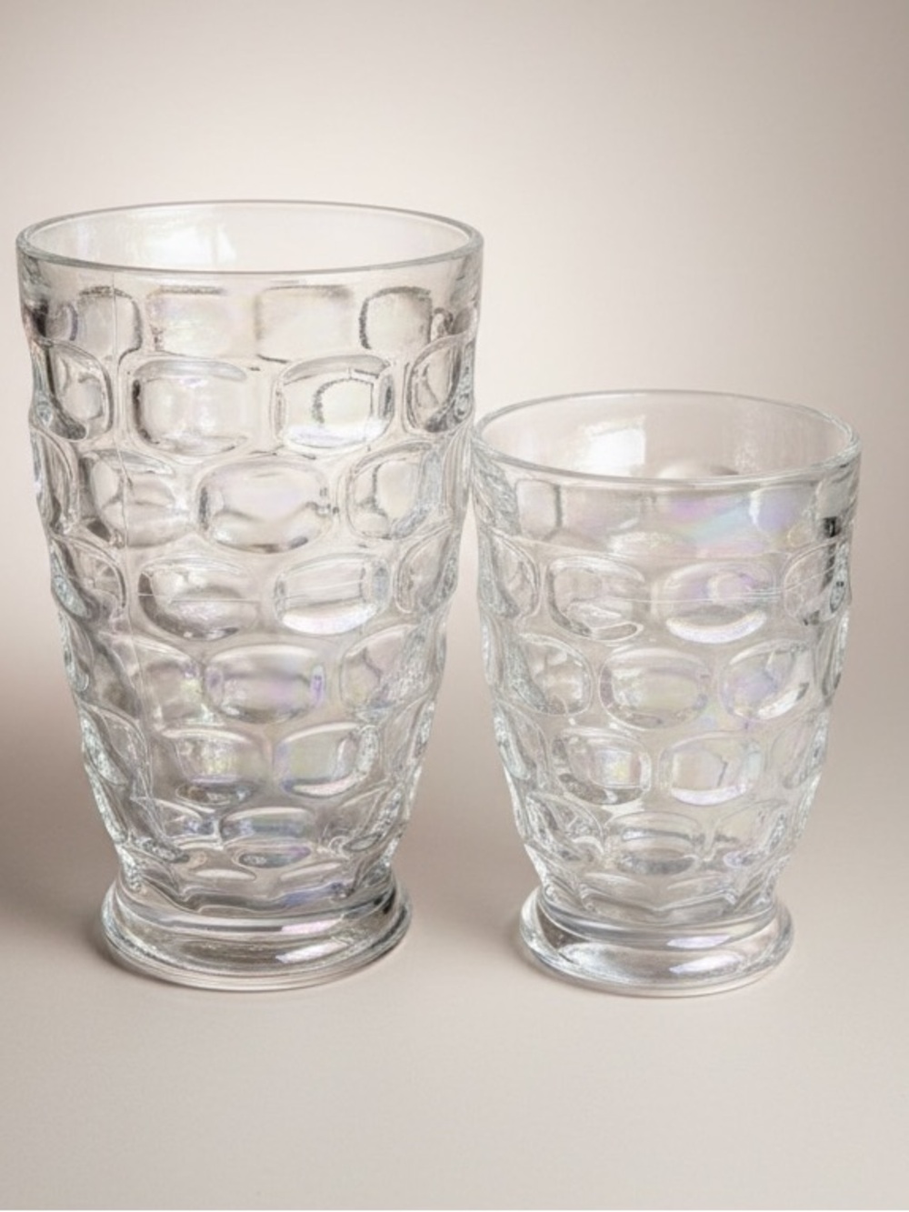 Vintage Federal Glass Yorktown Thumbprint Beverage Glass Set Colonial Glassware